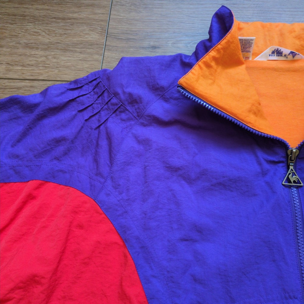 Vtg 90s Le Coq Sportif Colorblock Tracksuit Purple Orange Red Colorful Set M - Picture 10 of 15